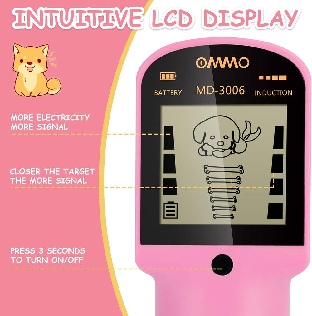 OMMO Metal Detector, Adjustable 27.5”-37.8” Metal Detector for Kids with Intuitive LCD Display, Lightweight Kids Metal Detectors with 6” Search Coil for Exploration Hiking