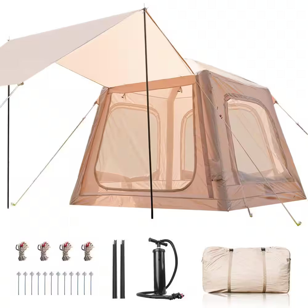 Inflatable Tents for Camping 2-4 Person Blow up Tent with Hand Pump Waterproof Oxford Air Glamping Tents for Camping