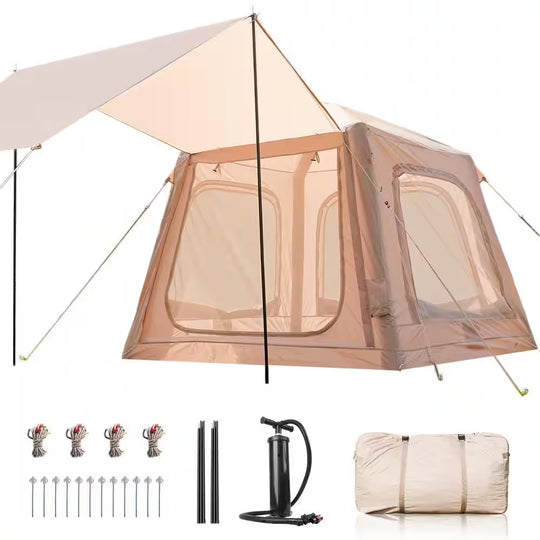 Inflatable Tents for Camping 2-4 Person Blow up Tent with Hand Pump Waterproof Oxford Air Glamping Tents for Camping