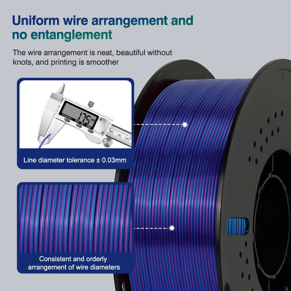 Silk Dual-Color PLA Filament 3D Printer 1.75Mm 11/22 Lbs Silk PLA Filament Plastic Materials 3D Printing Special Color
