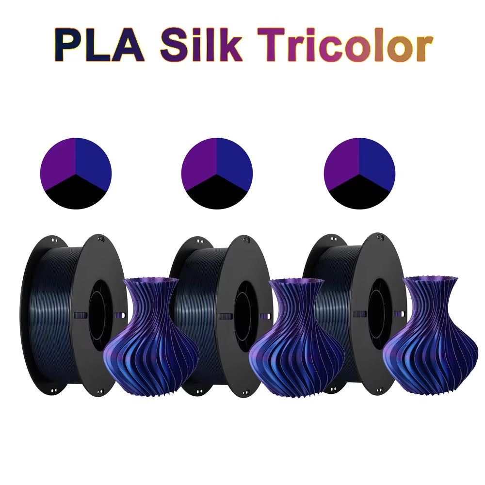 Tri-Color Dual-Color Silk Rainbow PLA Filament 1.75Mm Accuracy+/-0.03Mm 3D Printer Filament Compatible with Most FDM Printers
