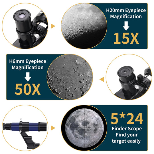Telescopes for Kids Adults Beginners, 70MM Telescope for Astronomy, Refractor Telescopes with Tripod