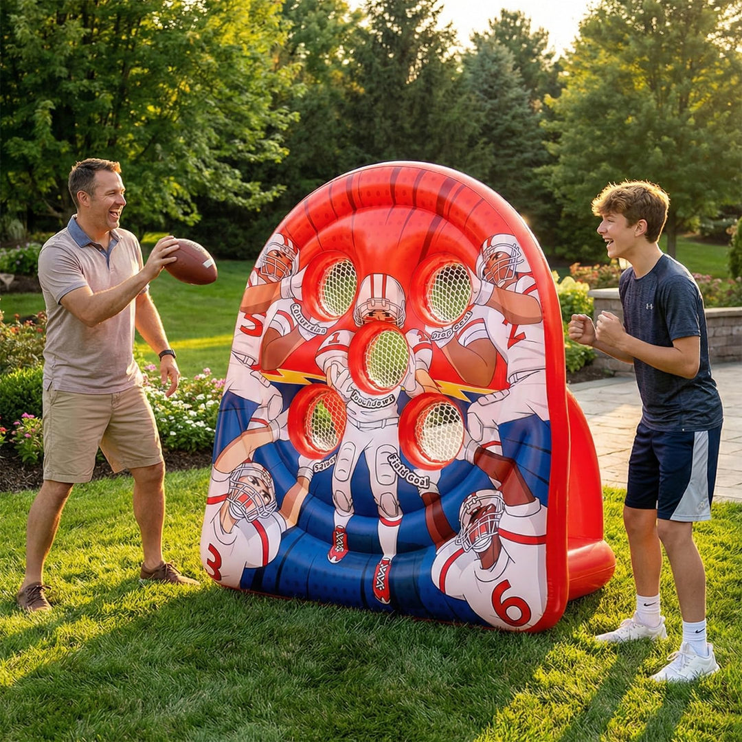 6FT Giant Inflatable Football Target Toss Game - Fun Indoor &amp; Outdoor Yard Games for Kids &amp; Adults, Football Party Throwing Games, Carnival Games, Camping &amp; Tailgate Lawn Activities
