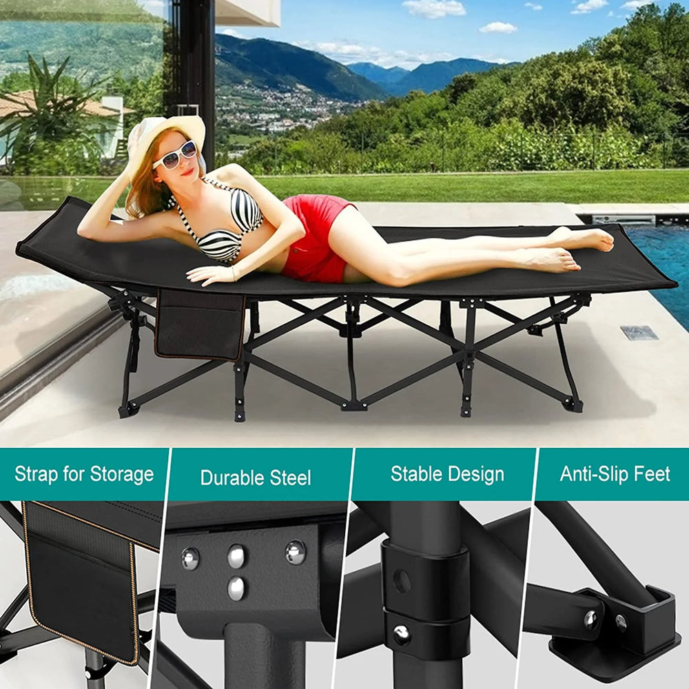 Slsy XL 2 Packs Camping Cots,Folding with 2 Sided Mattress,Carry Bag,75Inch Extra Wide Sleeping Cot for Camping Beach