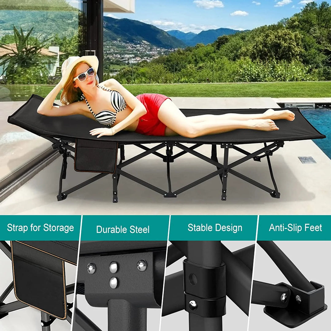 Slsy XL 2 Packs Camping Cots,Folding with 2 Sided Mattress,Carry Bag,75Inch Extra Wide Sleeping Cot for Camping Beach