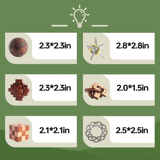 Puzzles Toys Brain Teaser Puzzles 12Pcs Ring Puzzles Metal Wooden Puzzles Logic Lock for Adults Kids Toy Gift for Teens