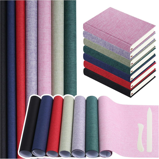 7 Colors Book Cloth for Book Binding 17X35.4 Inches Fabric Surface Paper Backed Book Binding Materials for Adult DIY Book Album Cover Scrapbooking Craft Supplies Home