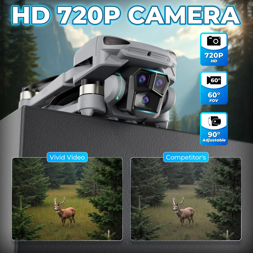 F23 720P FPV Drone with Camera for Kids and Adults, GPS Mini RC Quadcopter with 4.5" Screen, 46 Min Flight Time, Optical Flow, Auto Return, 2 Batteries, Gray
