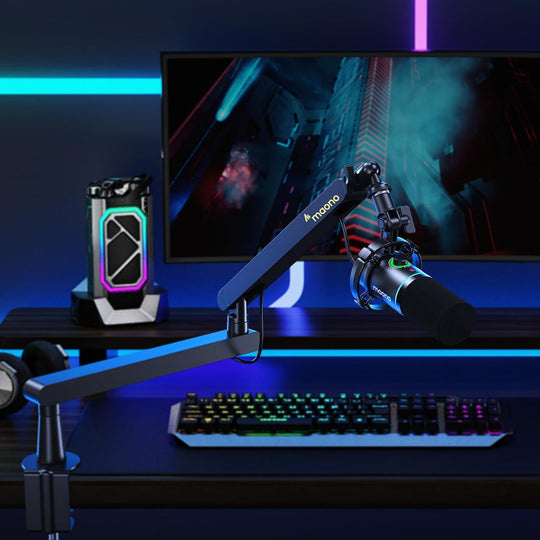 MAONO XLR/USB Dynamic Microphone Kit, RGB Gaming Mic Bundle for Podcast Studio Streaming Recording Vocal PD200X+BA92 Black