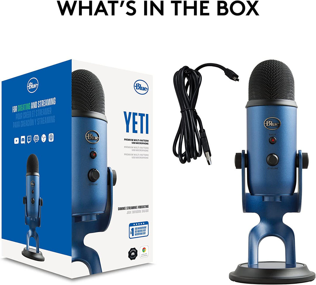Logitech Creators Blue Yeti USB Microphone for Gaming, Streaming, Podcast, Youtube, Discord, PC, Studio Sound, Plug &amp; Play-Midnight Blue
