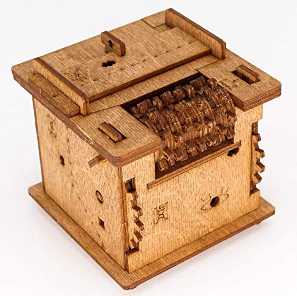 Iadventure Brain Teaser Cat Wooden 3D Puzzle Box for Ages 14+