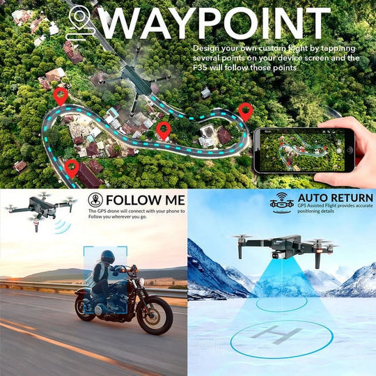 F35 GPS Drones for Adults with Camera, 4K Drone with 2-Axis Gimbal, Brushless Motor, Includes Carrying Case, Gray