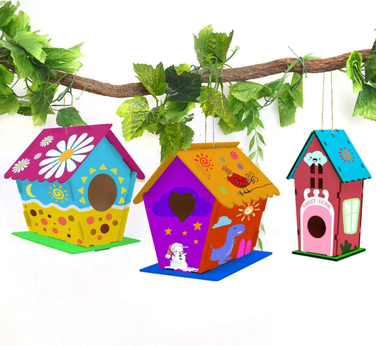 Hapray 4 Pack Bird House Crafts for Kids Ages 5-8 8-12, Buildable DIY Birdhouse Kit for Children to Build, Summer Arts and Craft Projects with Paint, 3+ Boy Girl Gift for Halloween Christmas