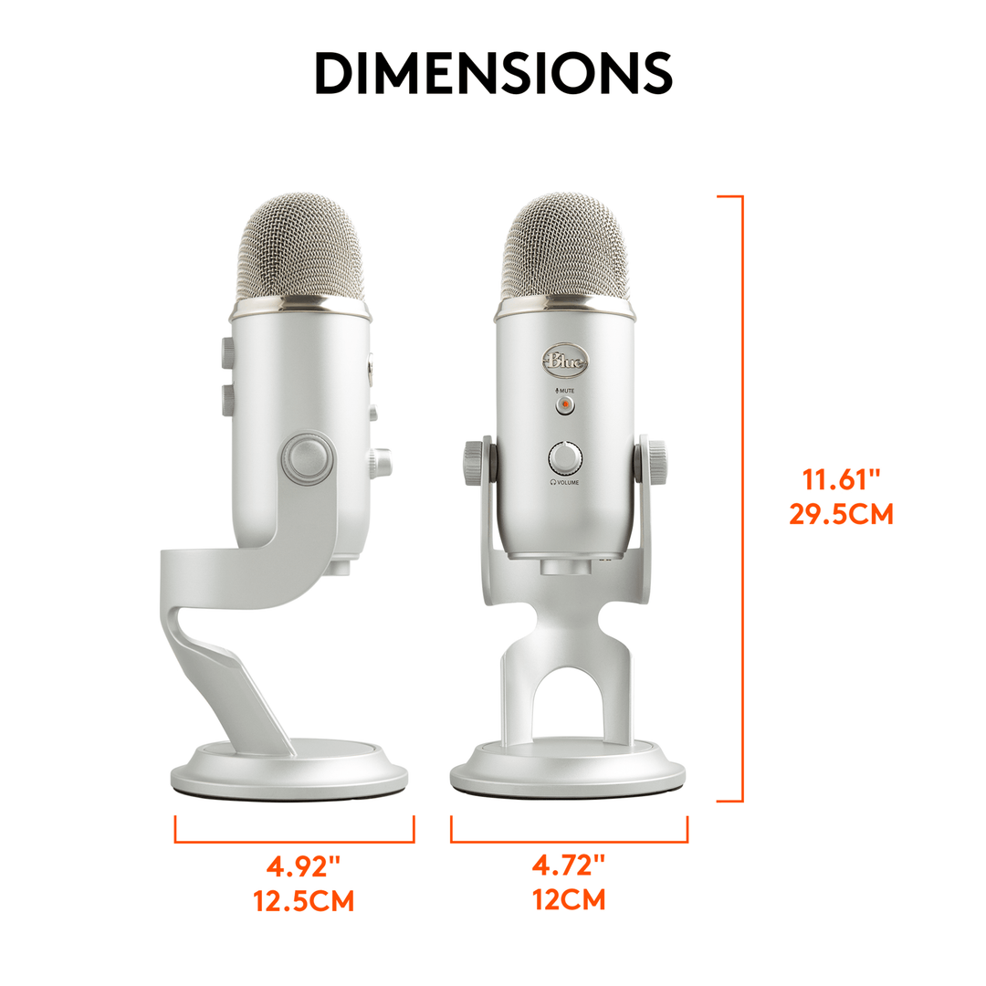 Blue Yeti USB Microphone for PC, Mac, Gaming, Recording, Streaming, Podcasting, Plug and Play, Silver