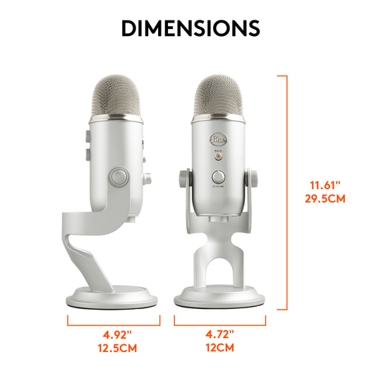 Blue Yeti USB Microphone for PC, Mac, Gaming, Recording, Streaming, Podcasting, Plug and Play, Silver